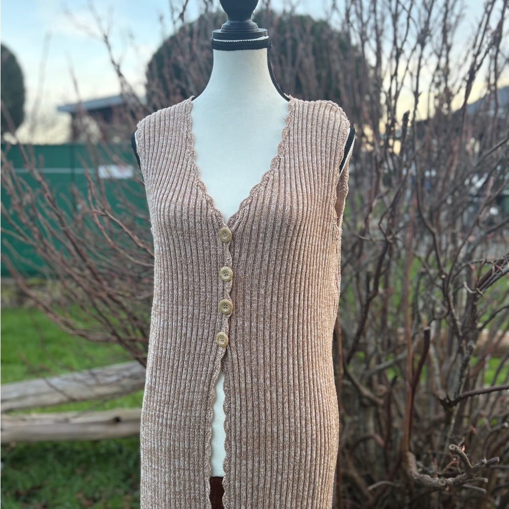 Vintage INMENLONE Long Ribbed Sweater Vest | Small–Medium - Picture 2 of 9